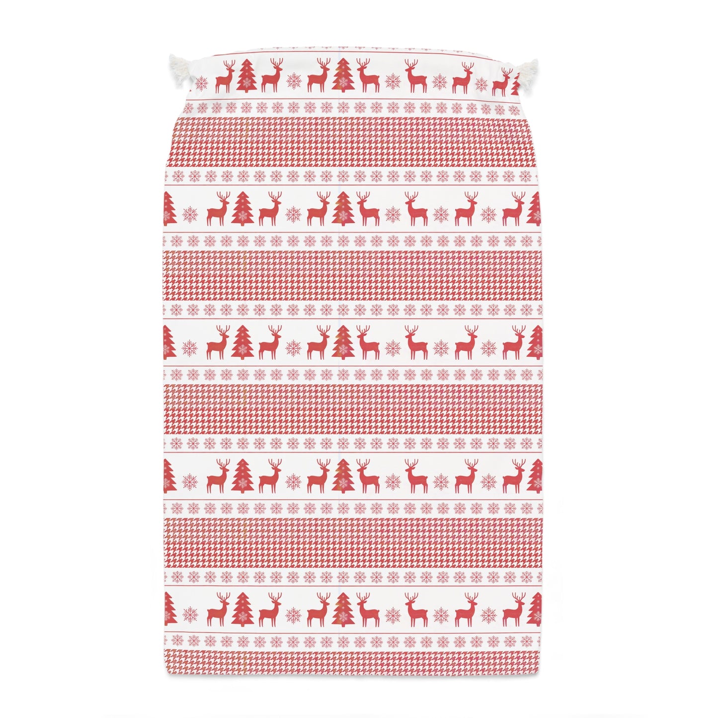 Red & White Nordic Reindeer Christmas Sack - Festive Holiday Gift Bag