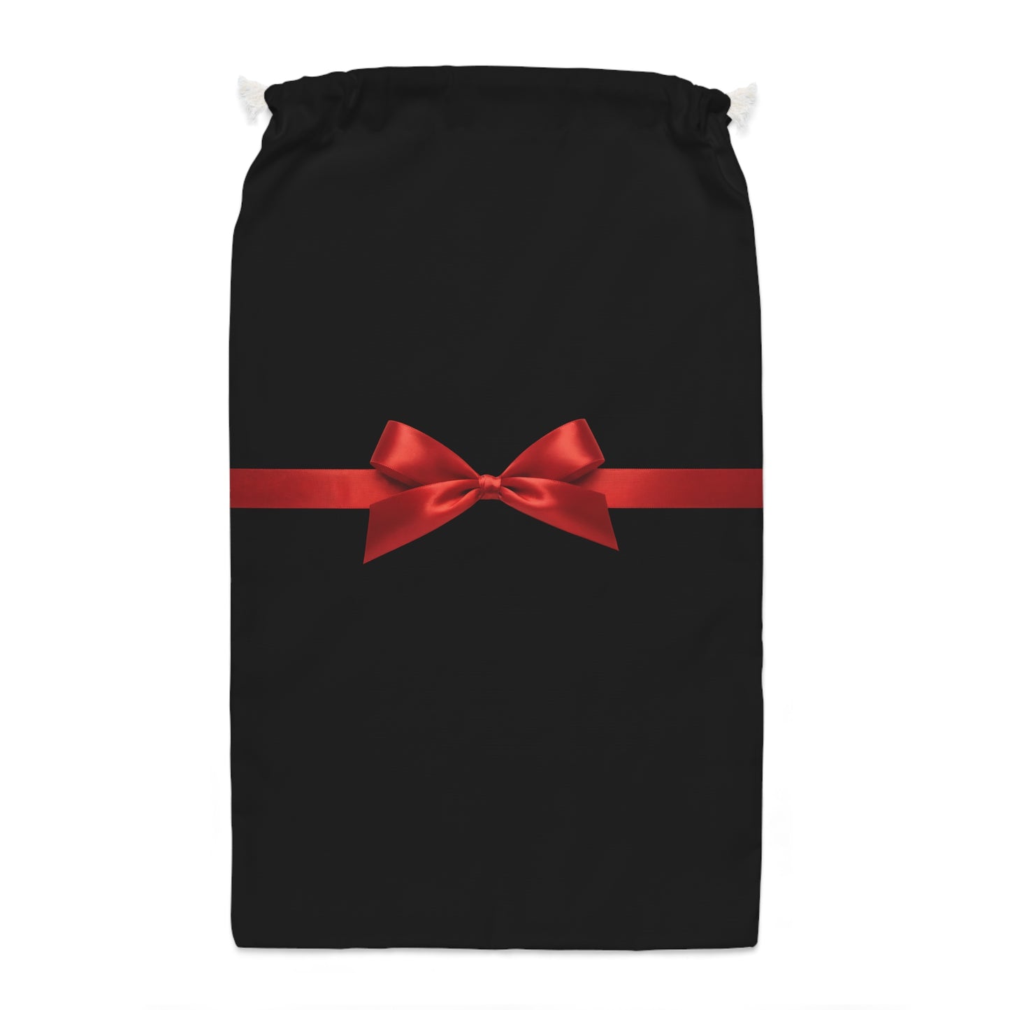 Chic Black Holiday Sack with Red Bow - Christmas Gift Storage