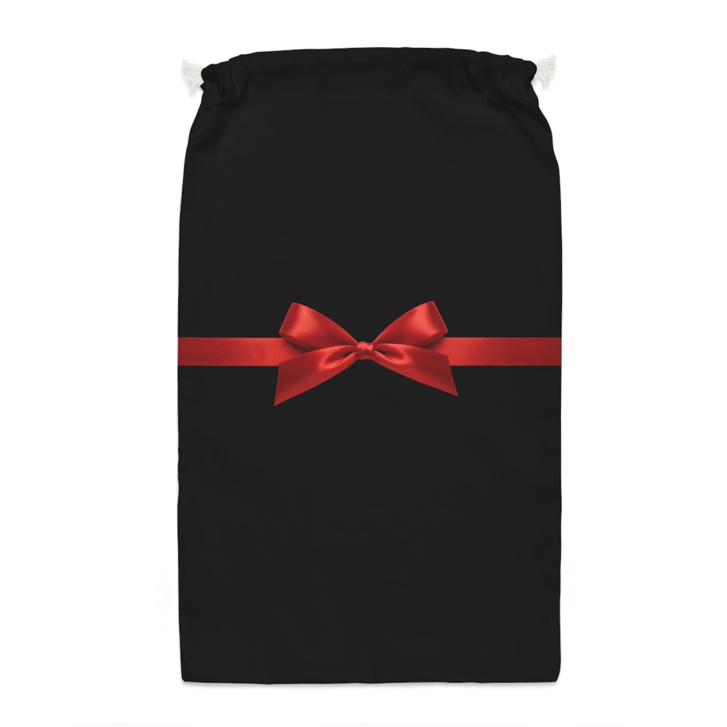 Chic Black Holiday Sack with Red Bow - Christmas Gift Storage