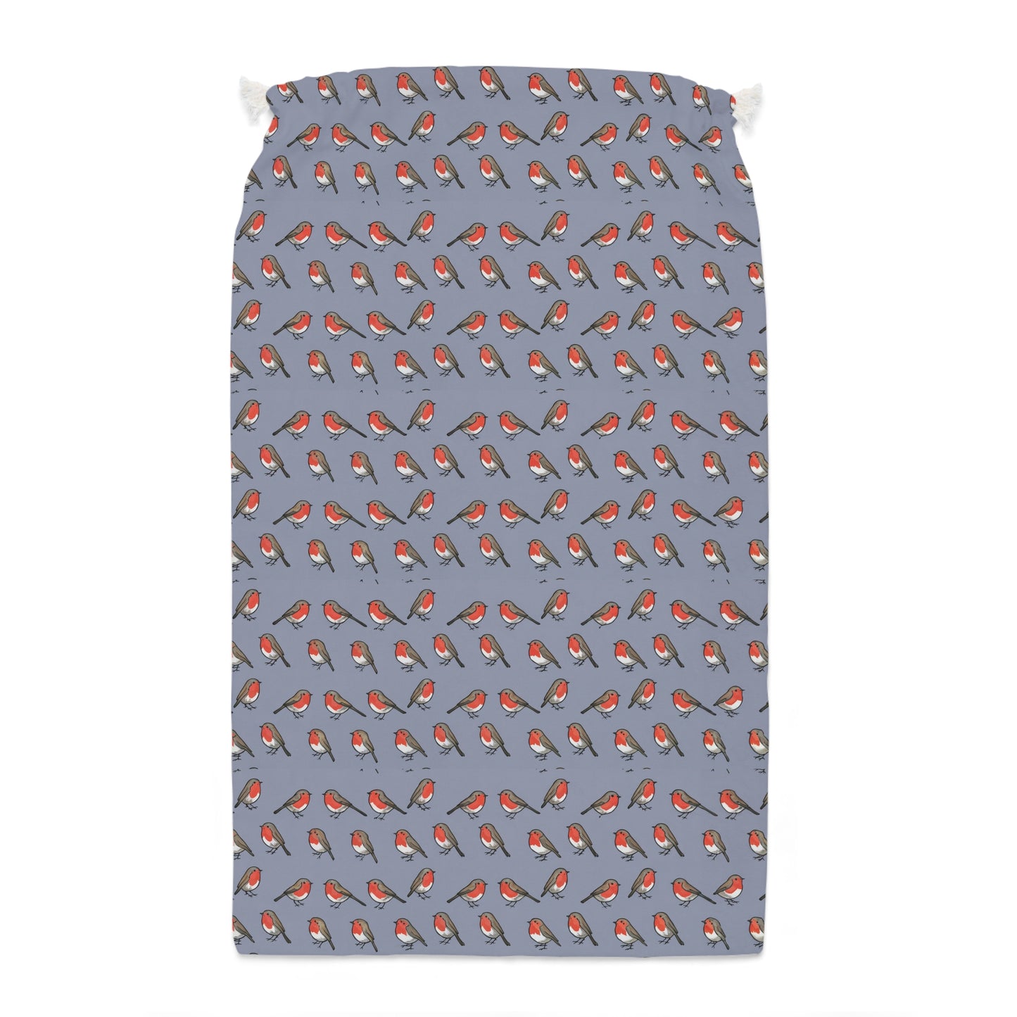 Blue Christmas Sack with Charming Christmas Robins
