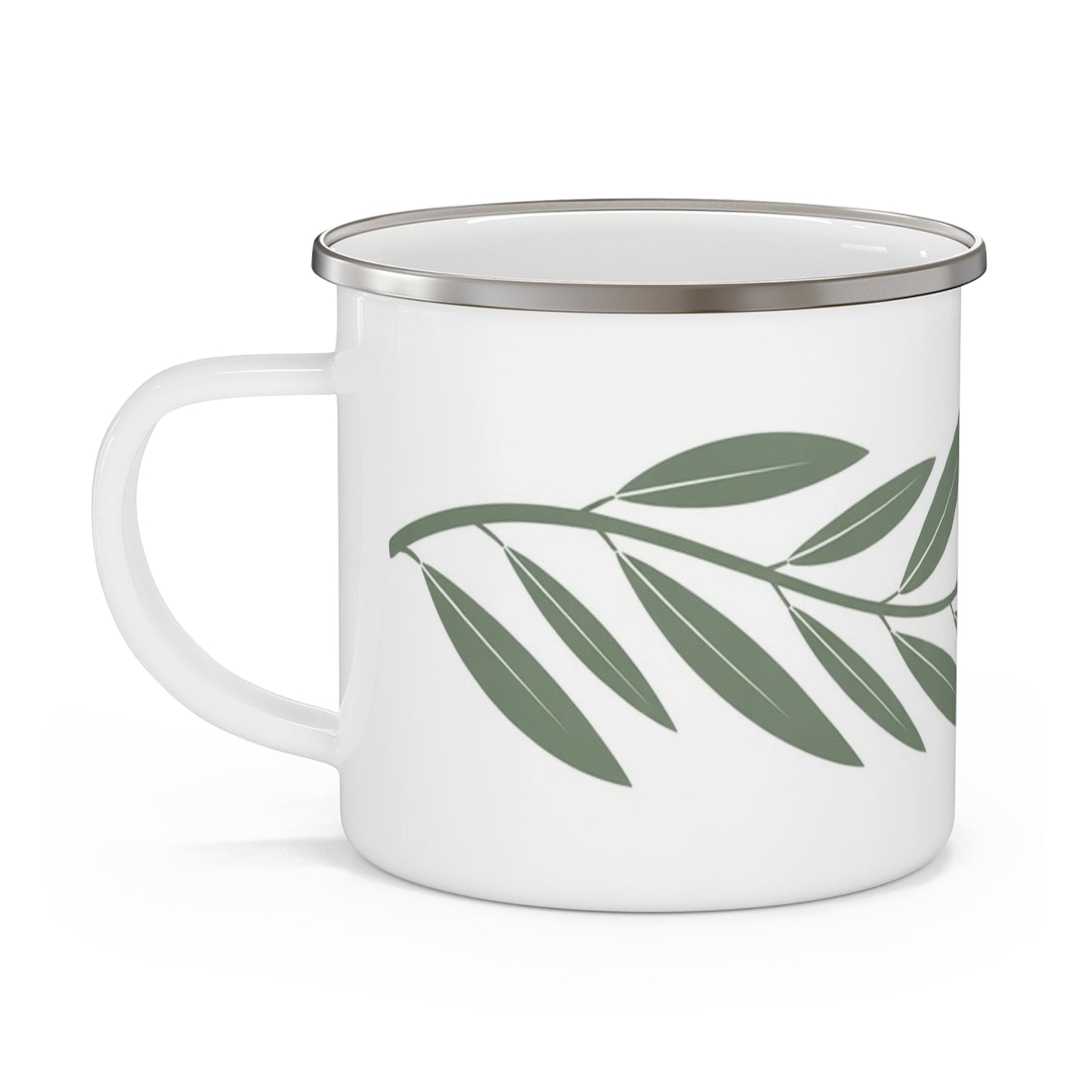 Willow Enamel Mug – Sage Green Botanical Camping Cup