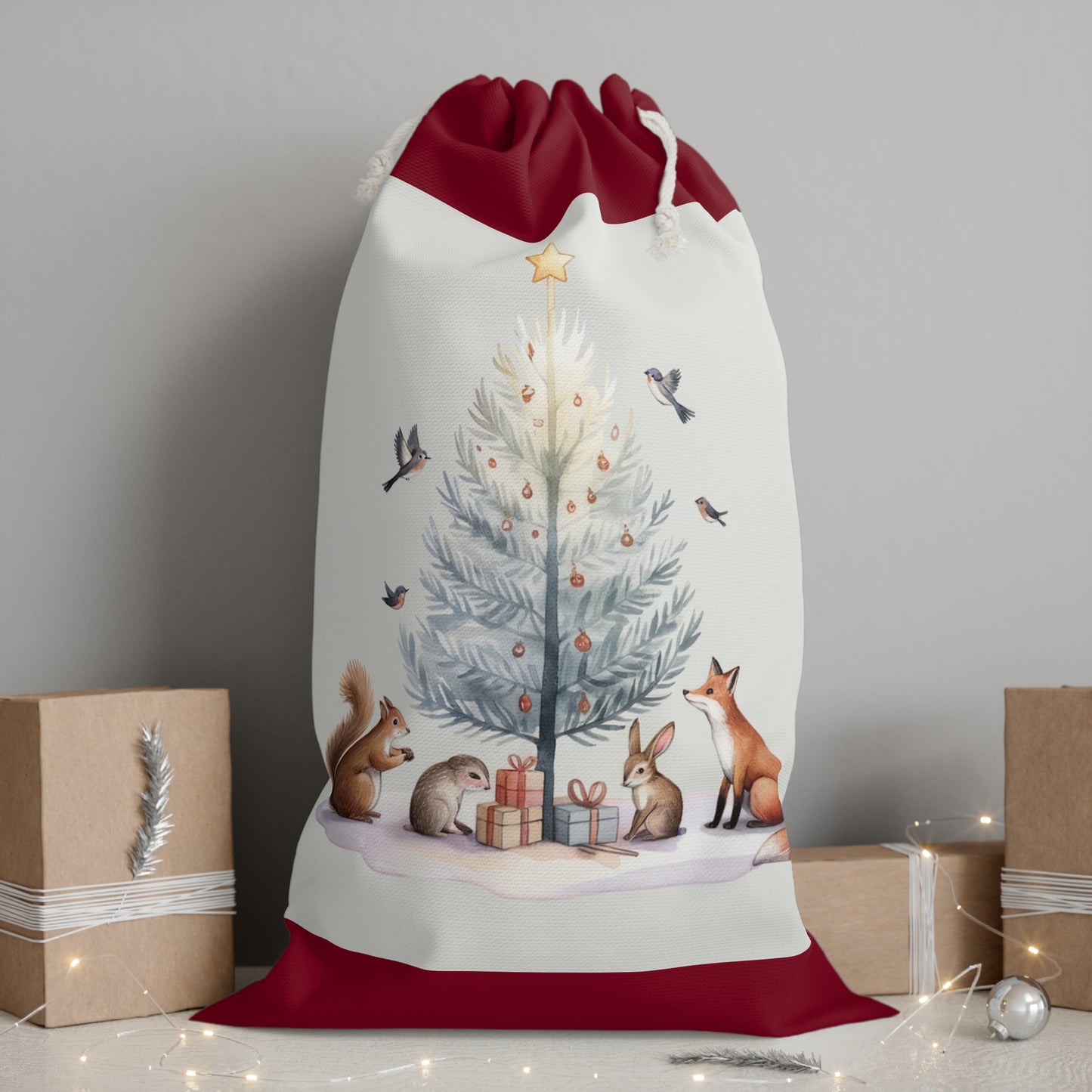 Woodland Animals Christmas Sack | Cute Holiday Gift Bag