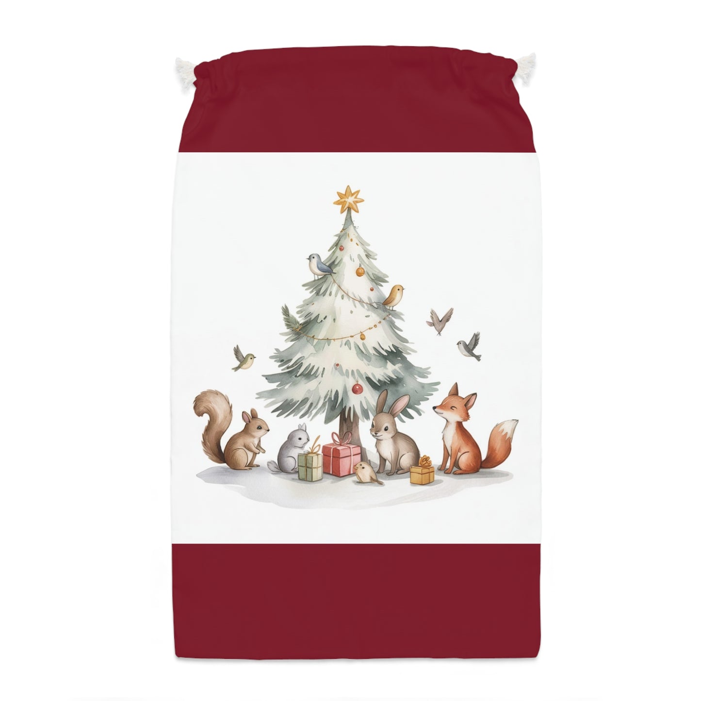 Whimsical Woodland Animals Christmas Sack - Cute Holiday Gift Bag