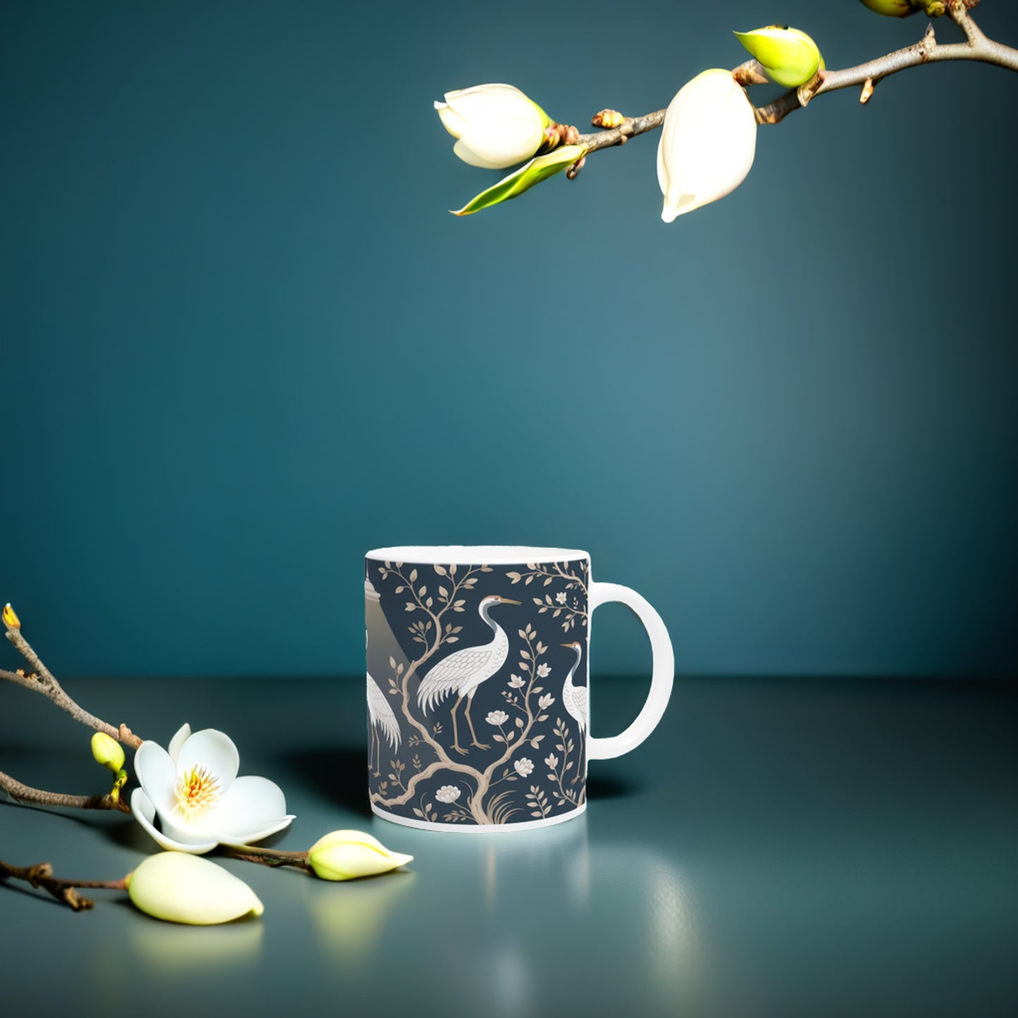 Graceful Cranes Ceramic Mug - Unique Coffee Cup