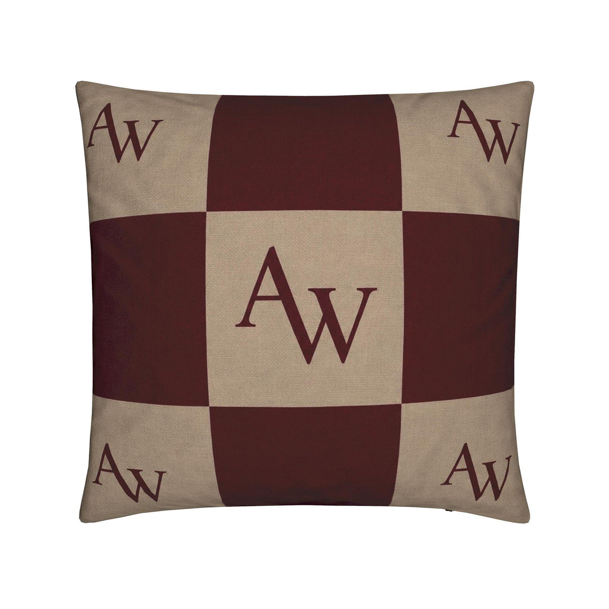 A&W Burgundy Check 50cm Cushion