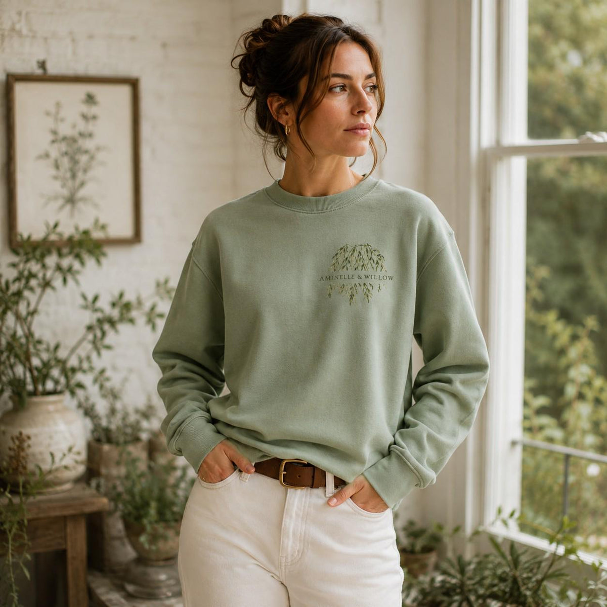 Willow Sage Green Crest Sweatshirt