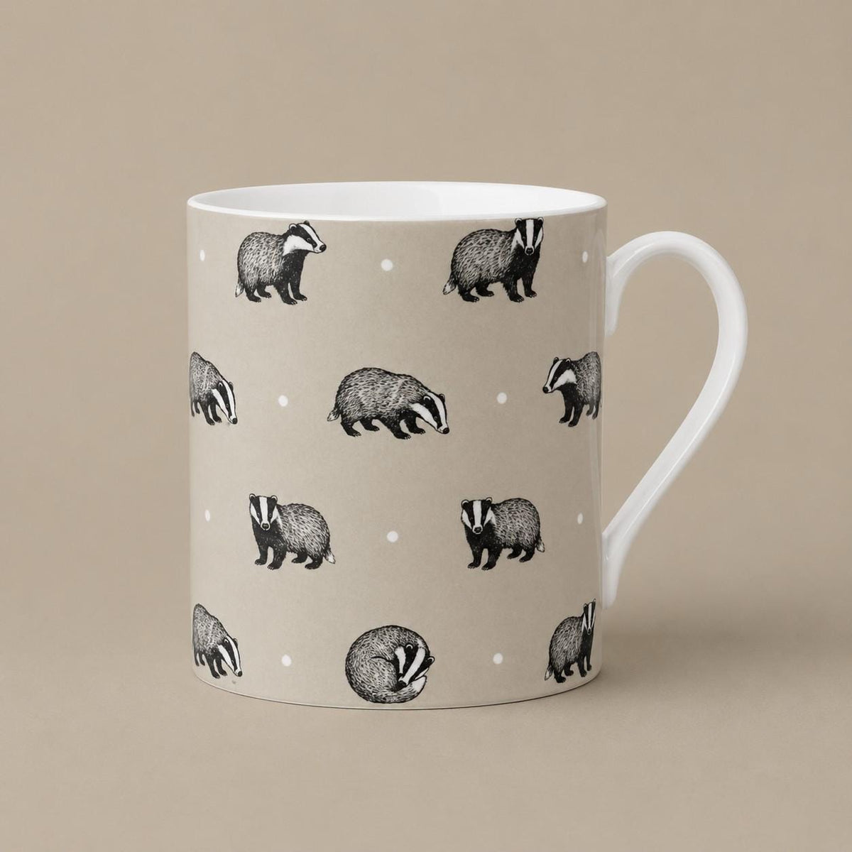 Woodland Badger Fine Bone China Mug