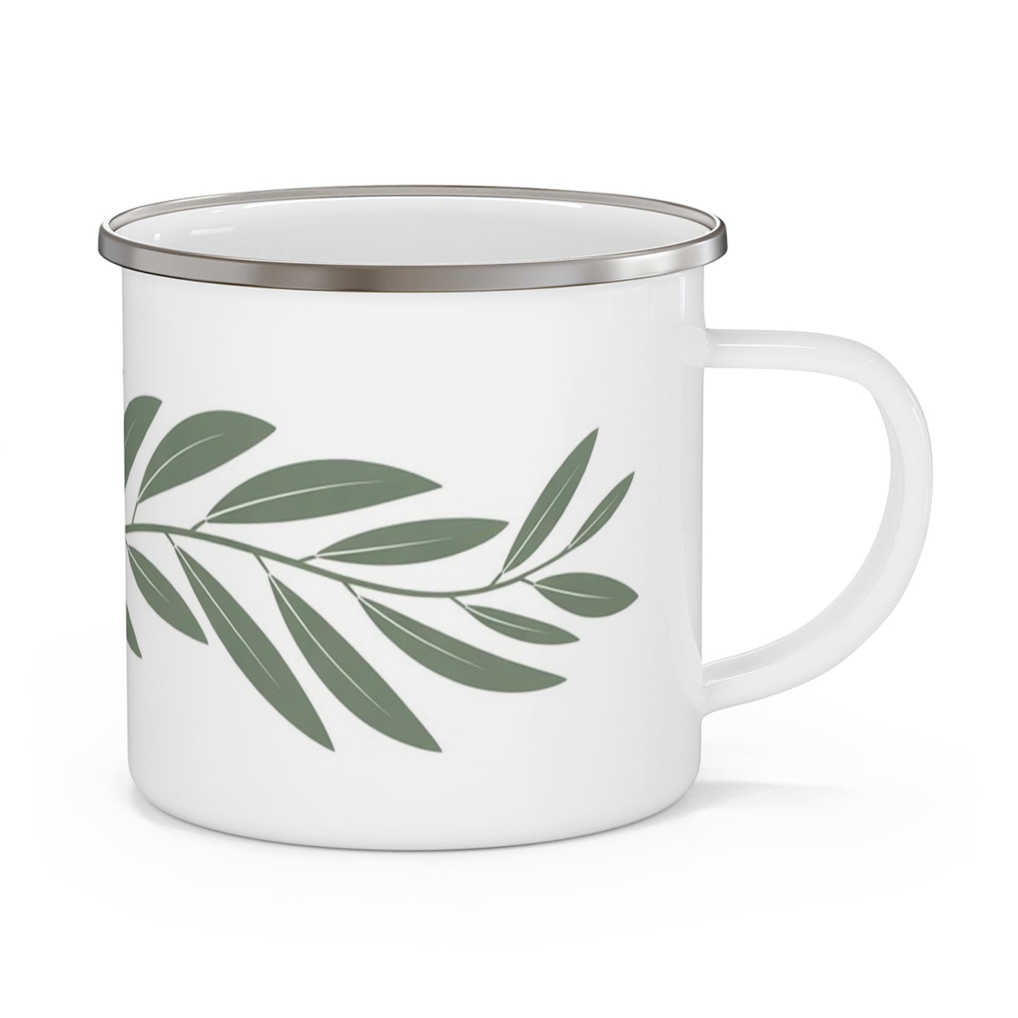 Willow Enamel Mug – Sage Green Botanical Camping Cup