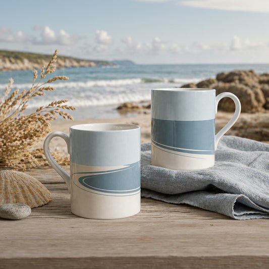 Shoreline Bone China Mug – Coastal Calm Minimal Design