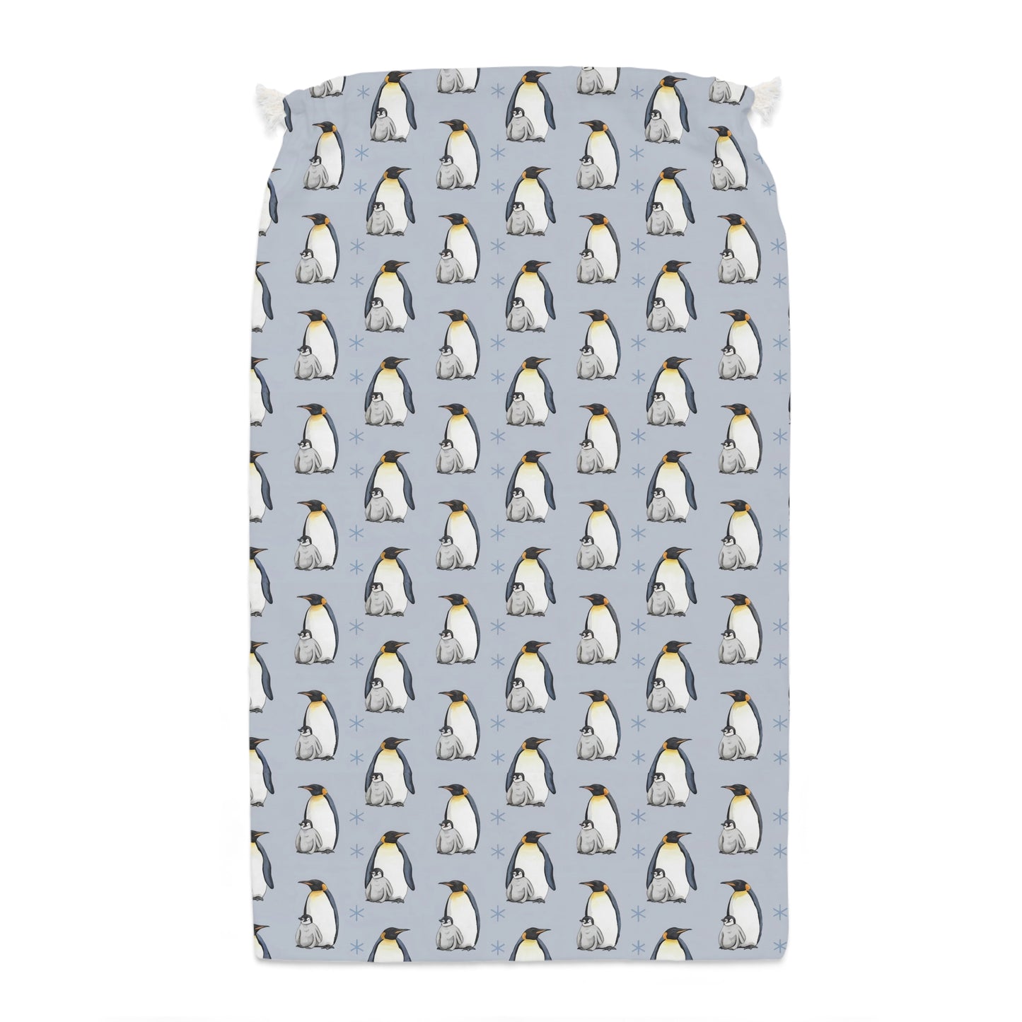Light Blue Santa Sack with Adorable Penguin Design for Christmas