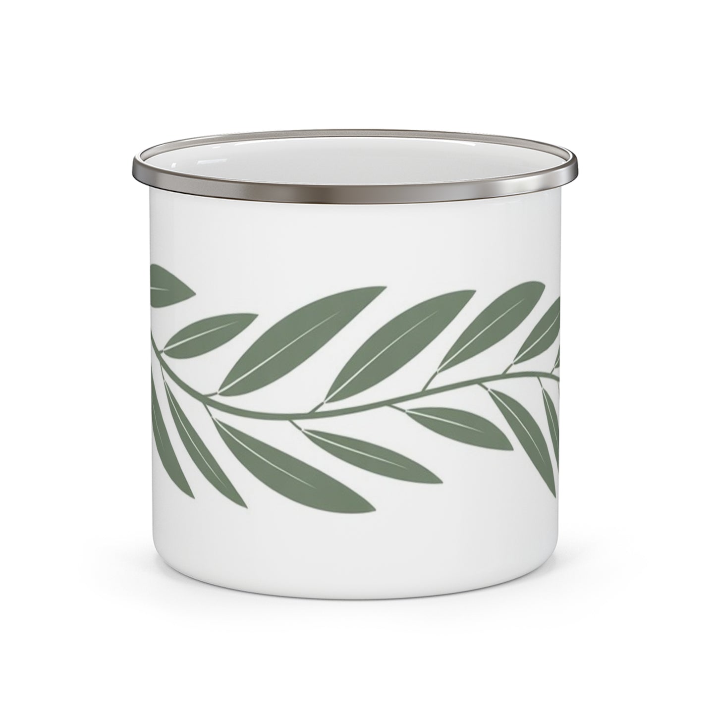 Willow Enamel Mug – Sage Green Botanical Camping Cup