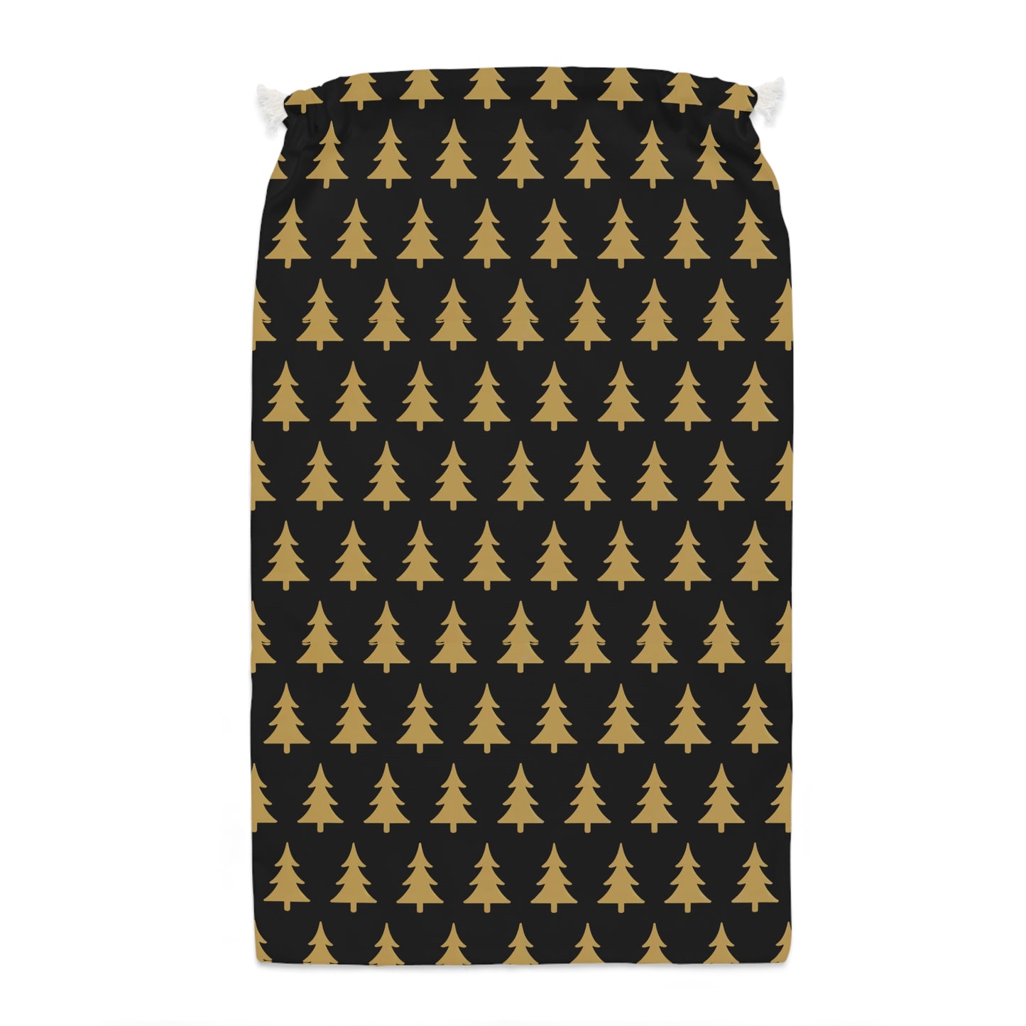 Elegant Black Christmas Sack with Gold Tree Design
