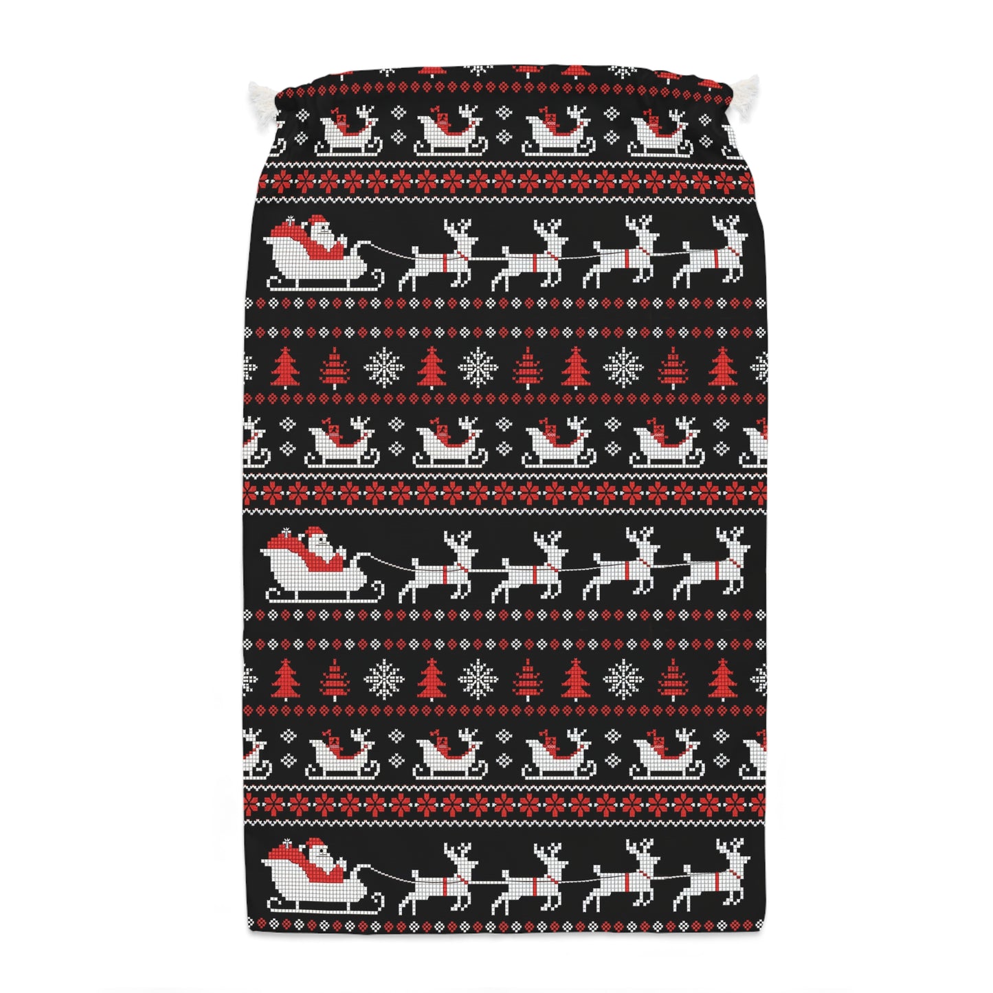 Nordic Style Christmas Sack with Father Christmas & Reindeer Design