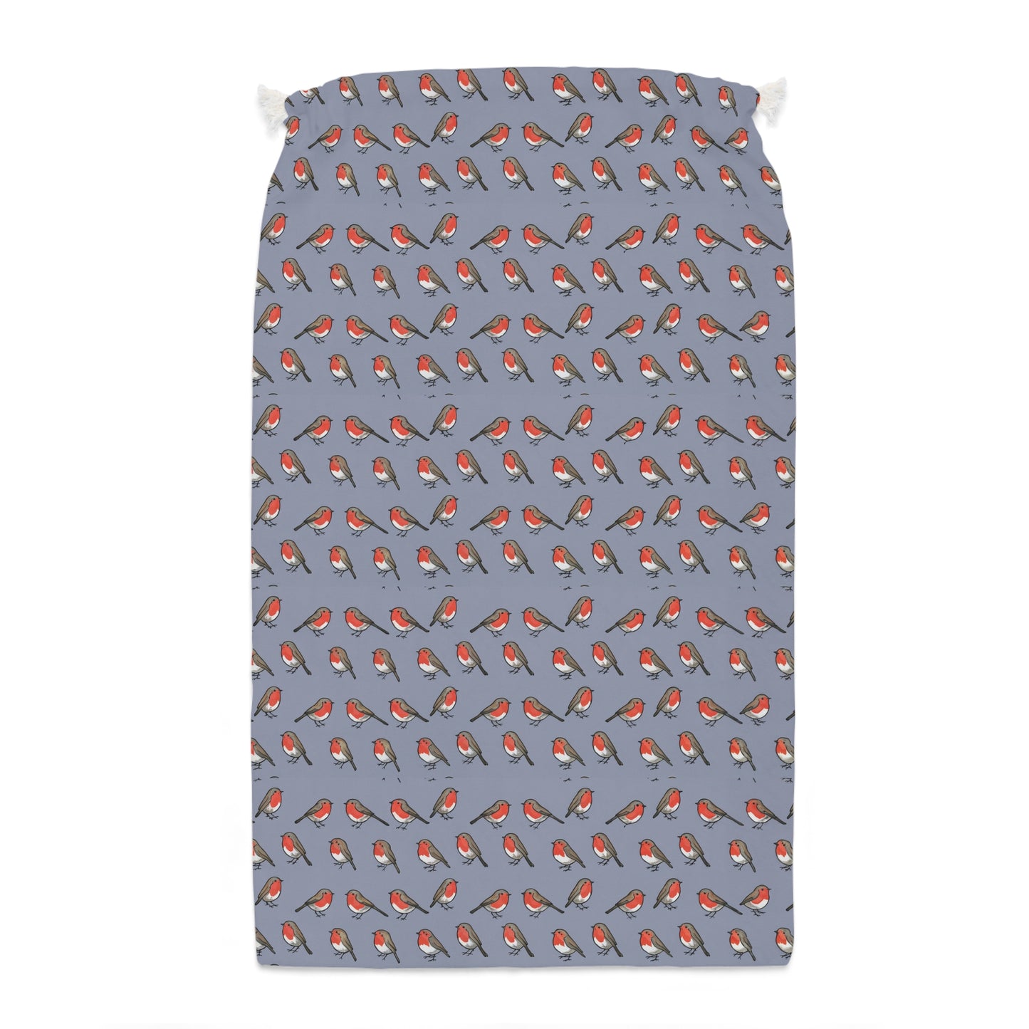 Blue Christmas Sack with Charming Christmas Robins