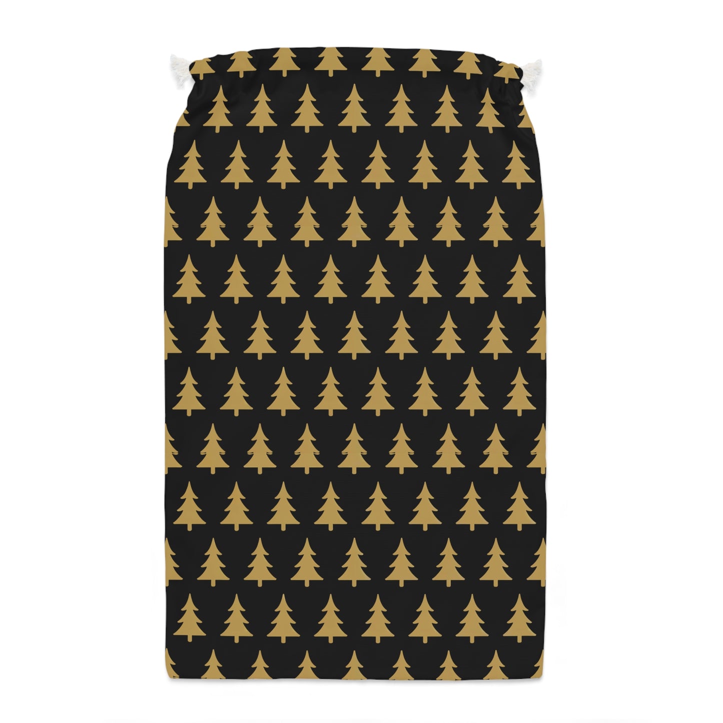 Elegant Black Christmas Sack with Gold Tree Design