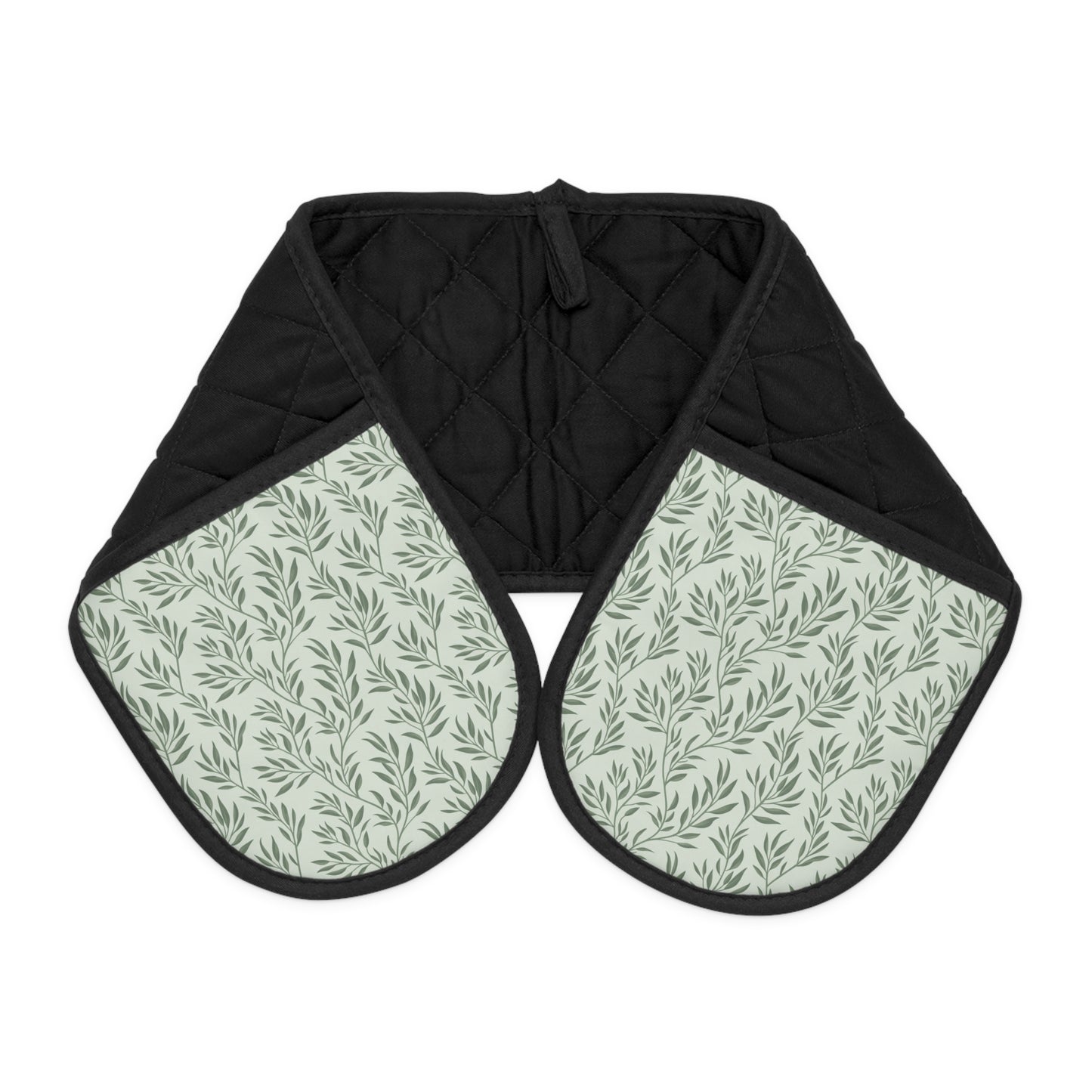 Sage Green Willow Oven Gloves – Minimal Botanical Kitchen Set