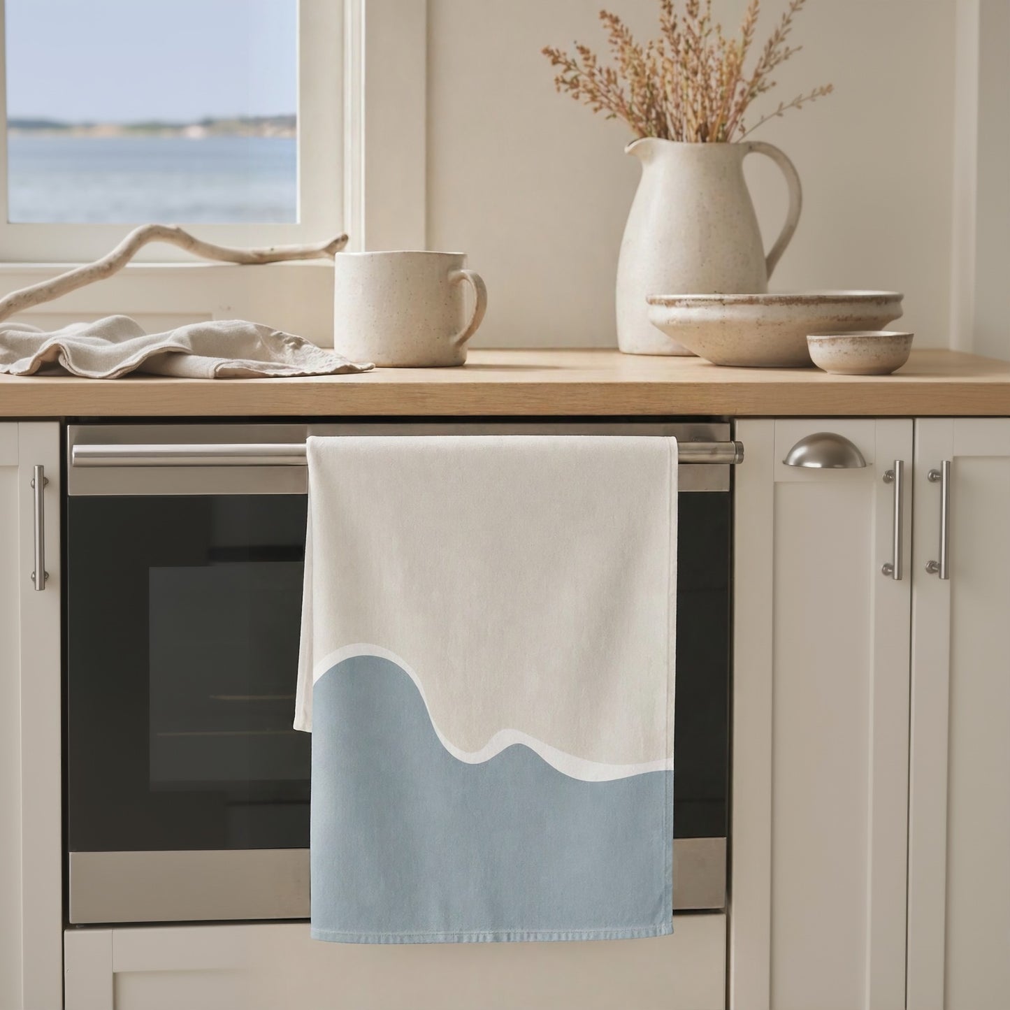 Shoreline Cotton Tea Towel – Coastal Calm Design