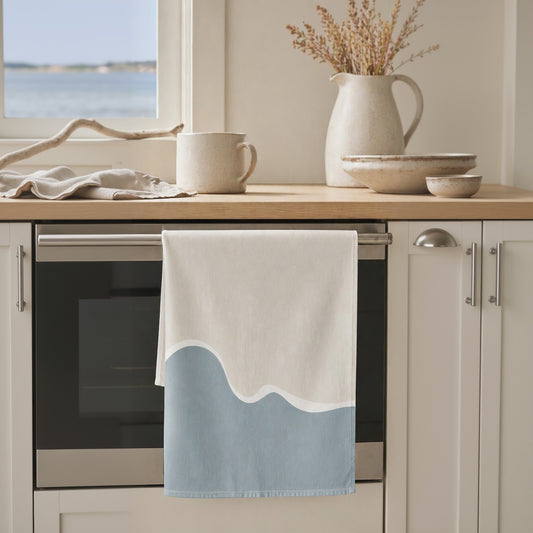 Shoreline Cotton Tea Towel – Coastal Calm Design