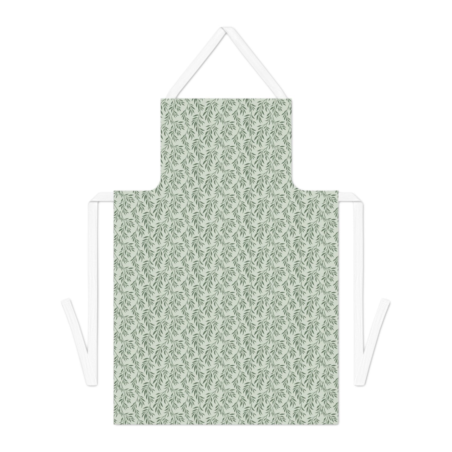 Sage Green Willow Apron – Minimal Botanical Kitchen Linen