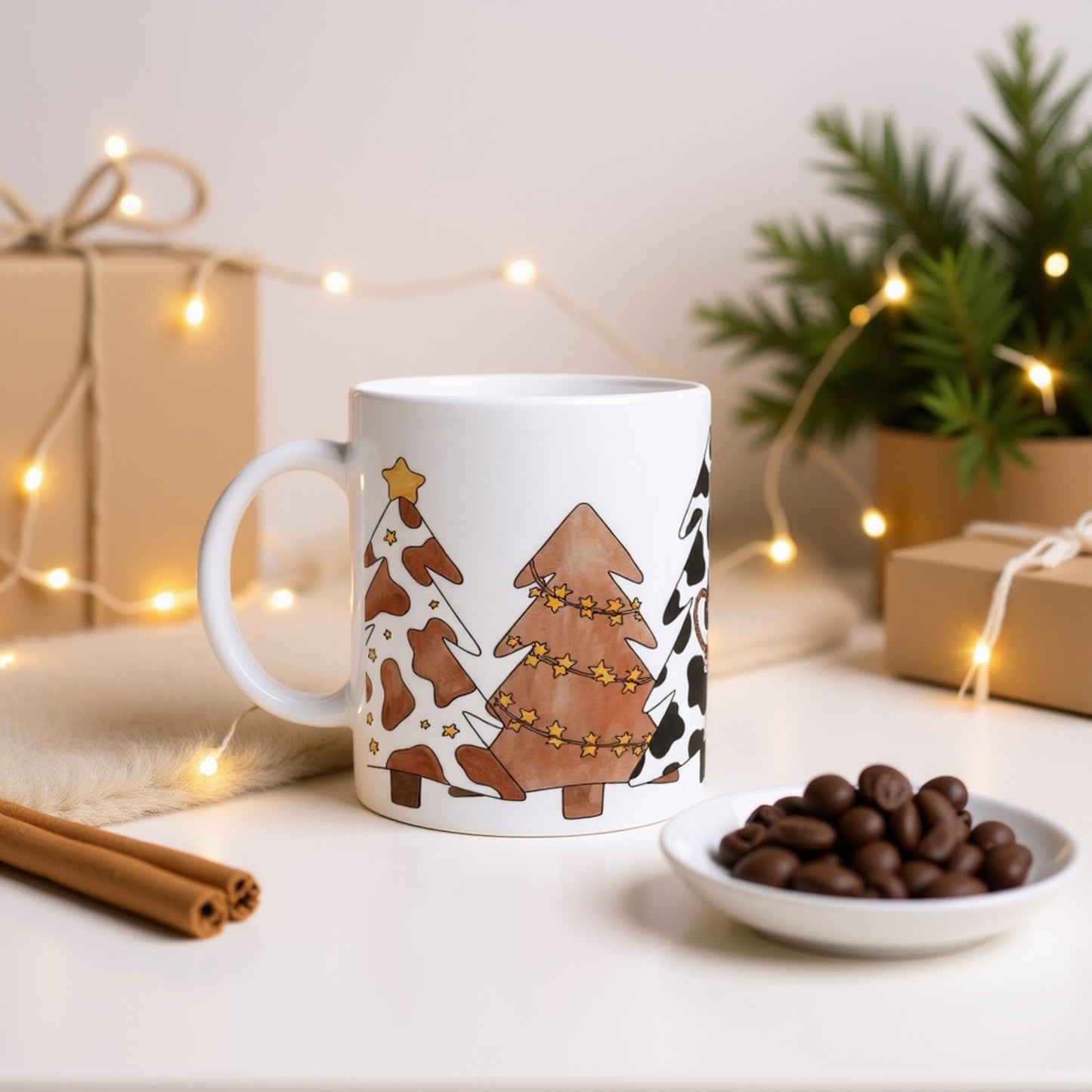 Ceramic Christmas Trees Mug - Whimsical Unique Holiday Drinkware