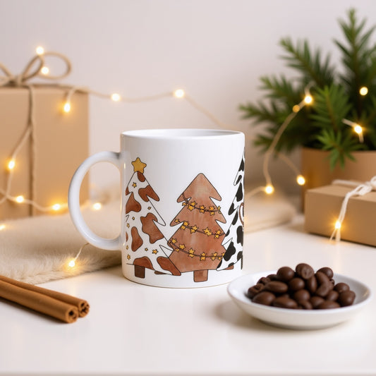 Ceramic Christmas Trees Mug - Whimsical Unique Holiday Drinkware