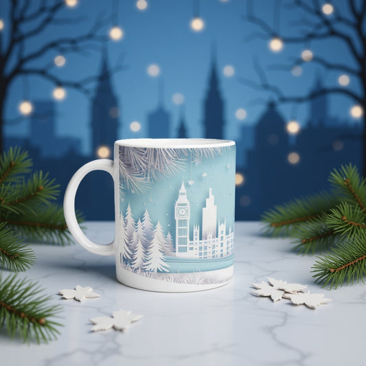 Unique London Christmas Mug - Ceramic Tea Cup for the Holidays