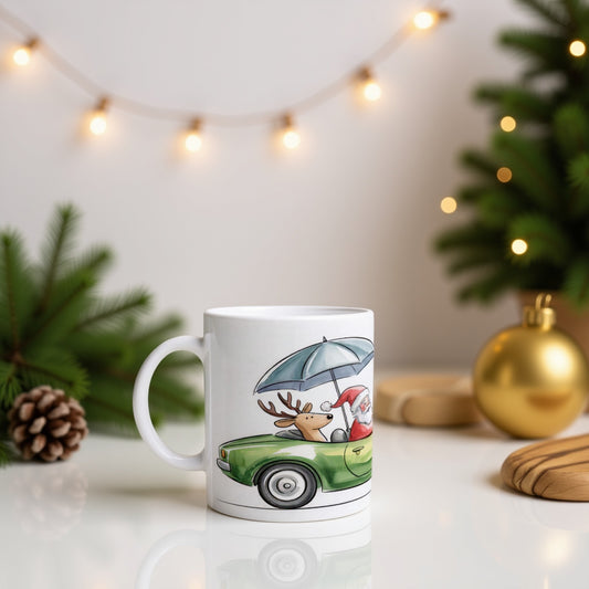 Vintage Style Santa Mug - Festive Christmas Coffee Cup