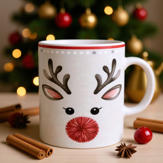 Christmas Reindeer Ceramic Mug - Unique Holiday Cup