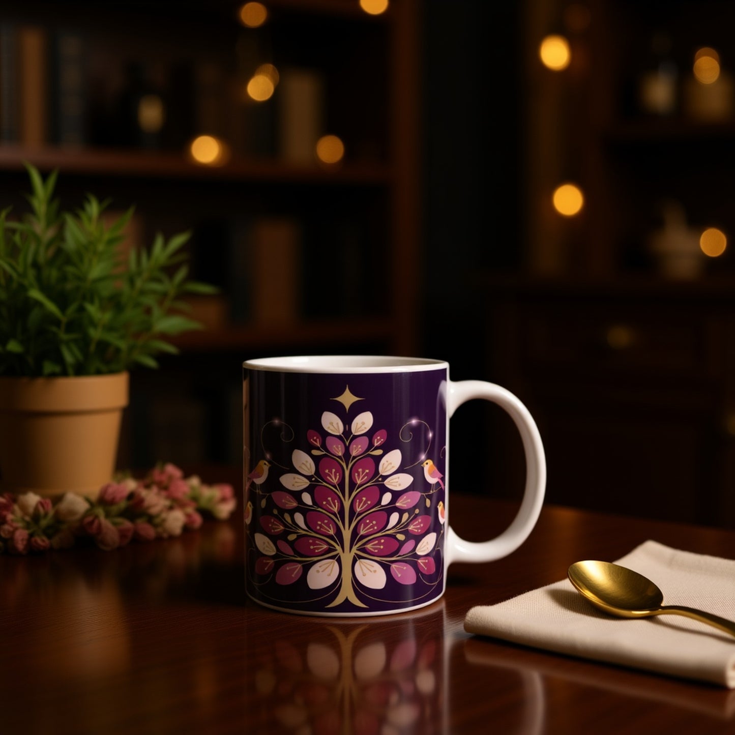 Festive Ceramic Mug with Luxury Christmas Tree Design - Holiday Gift Idea