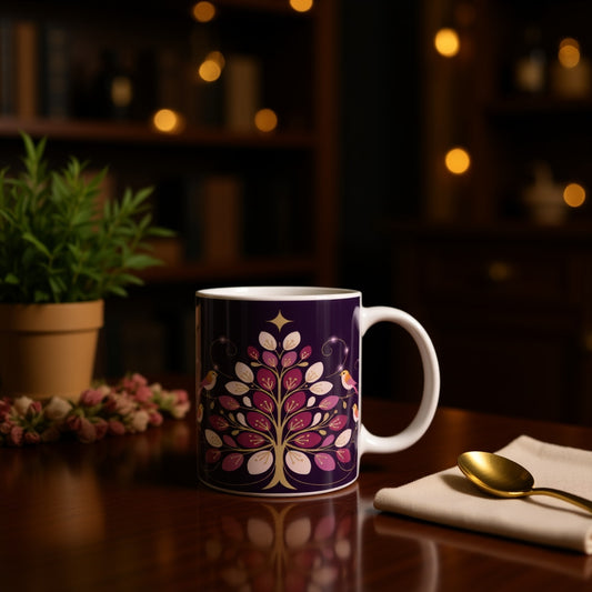 Festive Ceramic Mug with Luxury Christmas Tree Design - Holiday Gift Idea