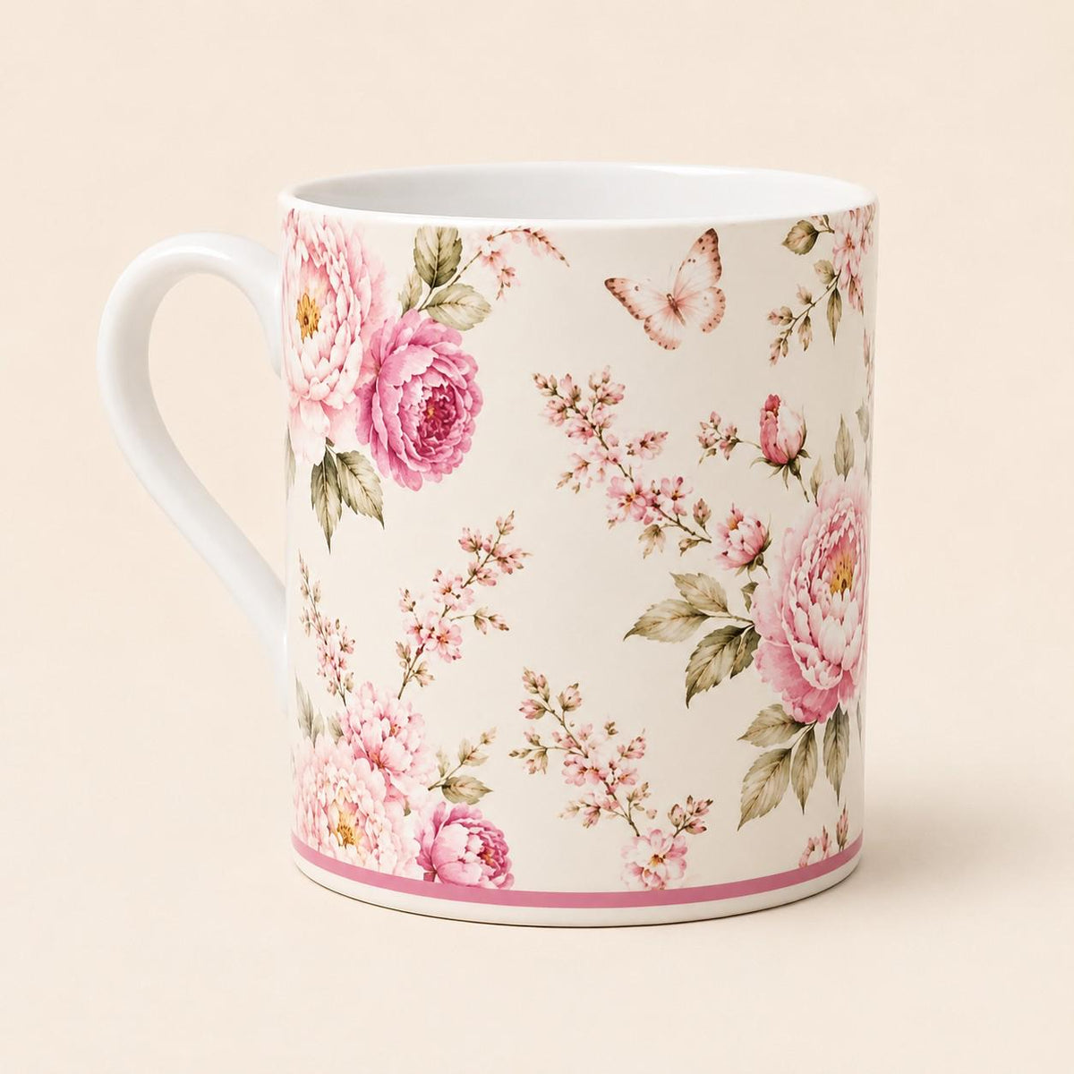 Country Garden Peony Fine Bone China Mug