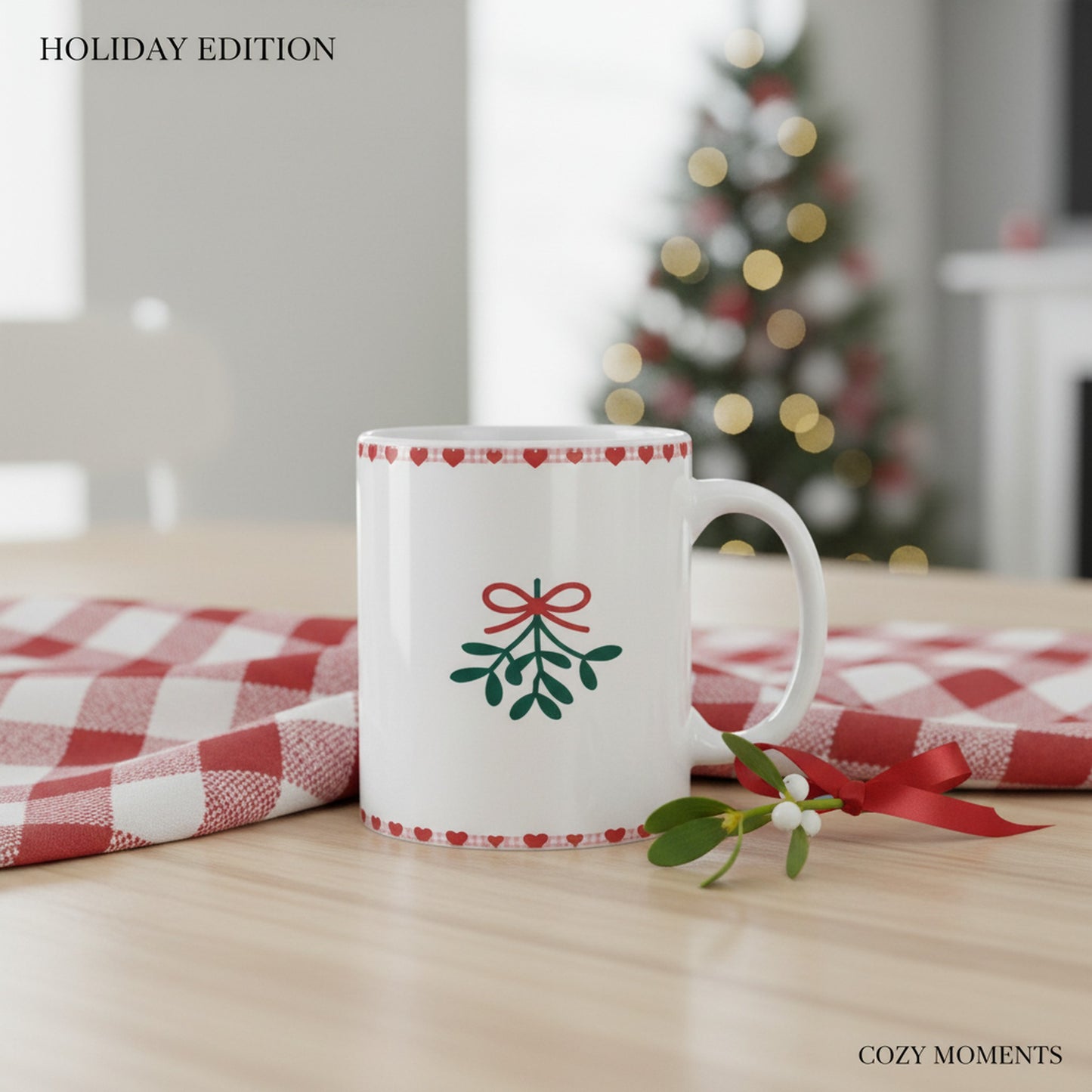 Festive Mistletoe Design Ceramic Mug