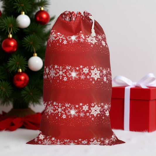 Decorative Red Snowflake Christmas Sack | Unique Holiday Decor Item