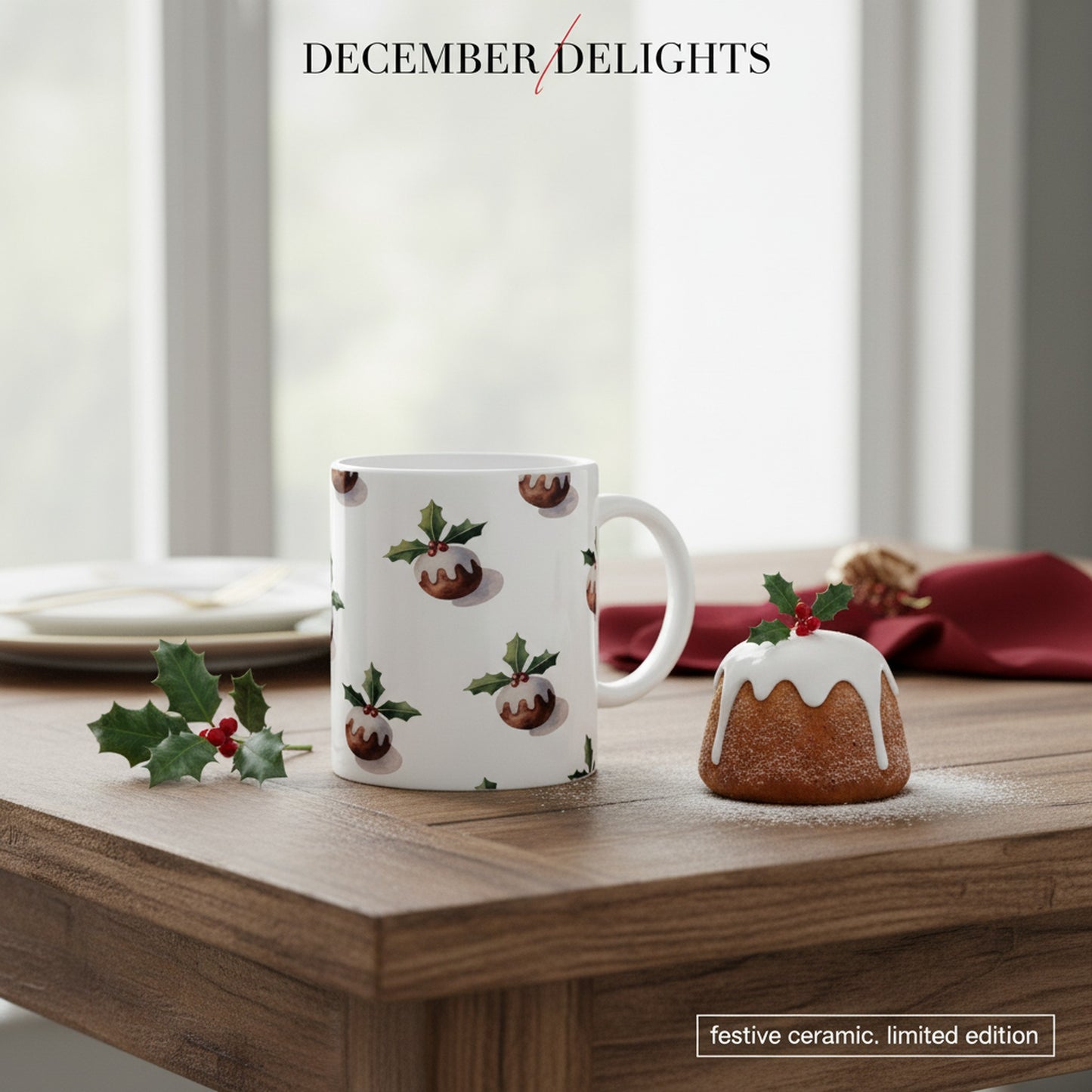 Ceramic Christmas Pudding Mug for Cosy Winter Mornings