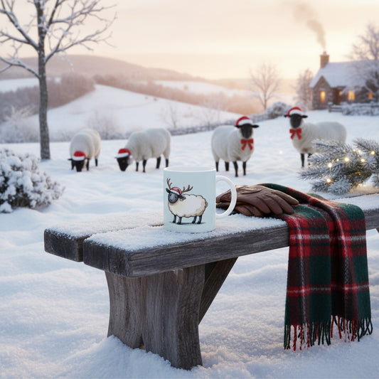 Whimsical Sheep Design Mug - Adorable Holiday Ceramics