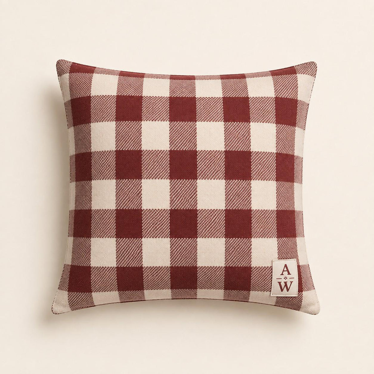 The Heritage Gingham Cushion – Burgundy