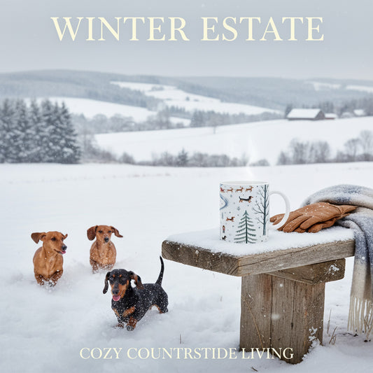 Whimsical Christmas Snow Dogs Mug - Ceramic Coffee Cup