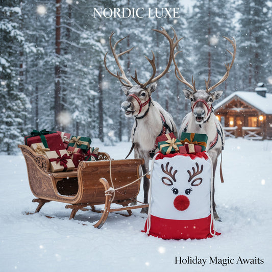 Festive Novelty Christmas Sack with Reindeer Print | Unique Gift