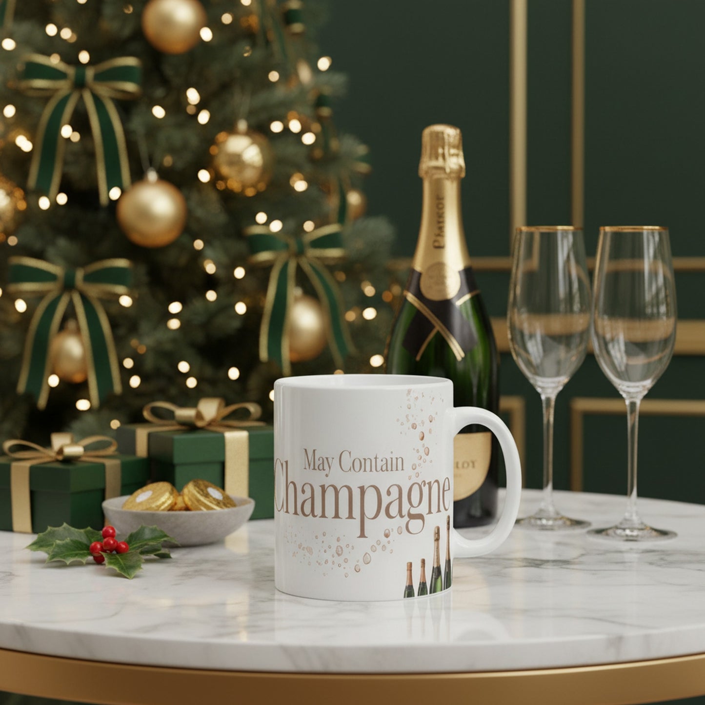 Quirky Drinkware Gift - May Contain Champagne Ceramic Mug