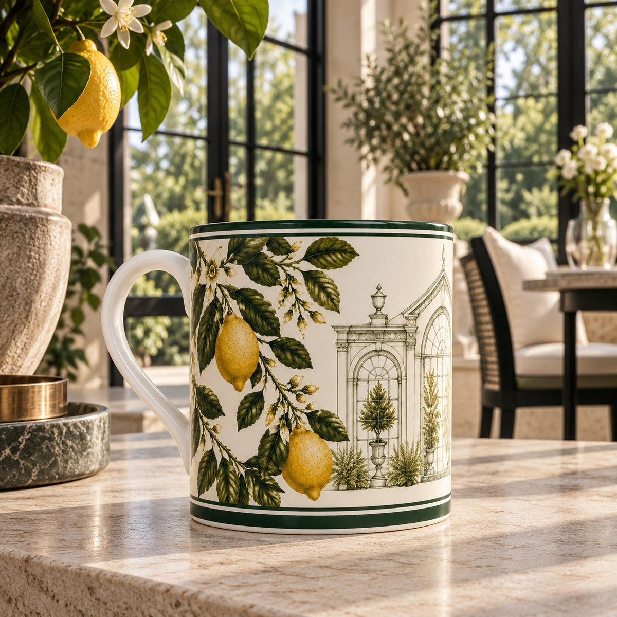 The Orangery Lemon Glasshouse Fine Bone China Mug