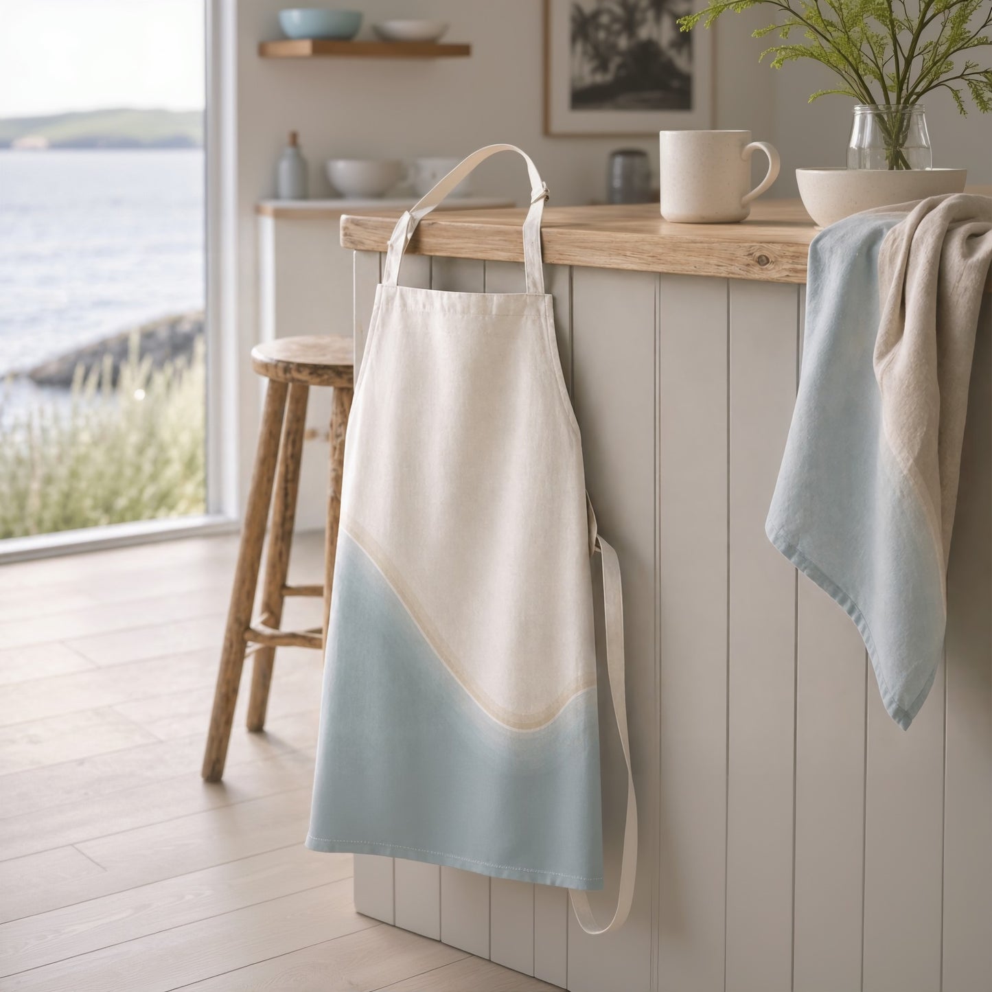 Shoreline Cotton Apron – Coastal Calm Minimal Design