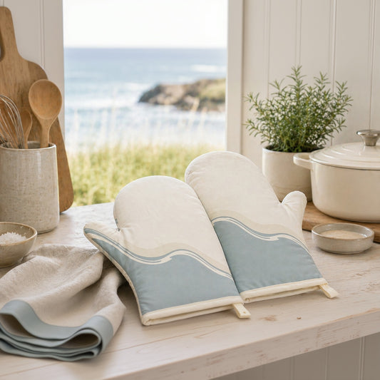 Shoreline Cotton Oven Gloves – Set of 2 | Coastal Calm Design