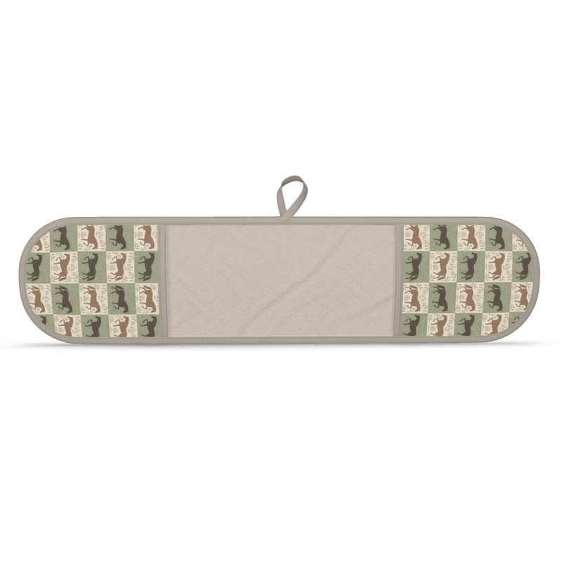Equestrian Willow Double Oven Gloves – Sage & Taupe