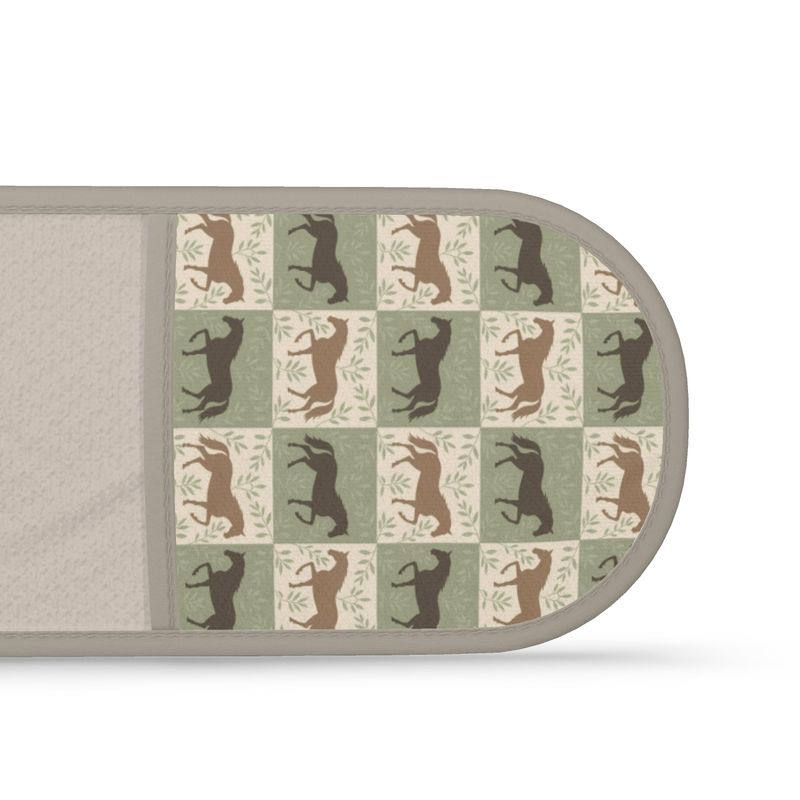 Equestrian Willow Double Oven Gloves – Sage & Taupe