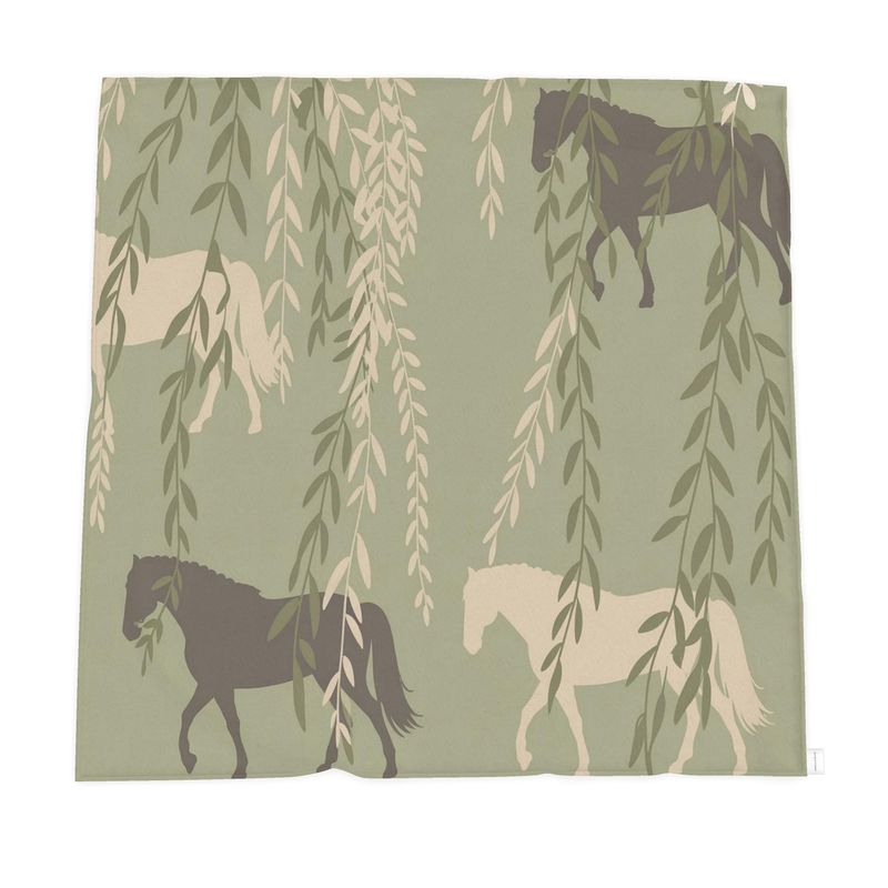Sage Horse & Willow Blanket – Country Style Equestrian Throw