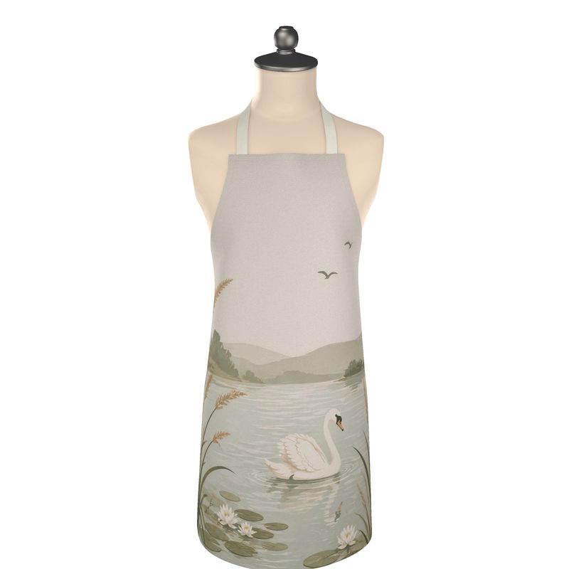 Riverbank Premium Kitchen Apron – Serene Swan & River Scene
