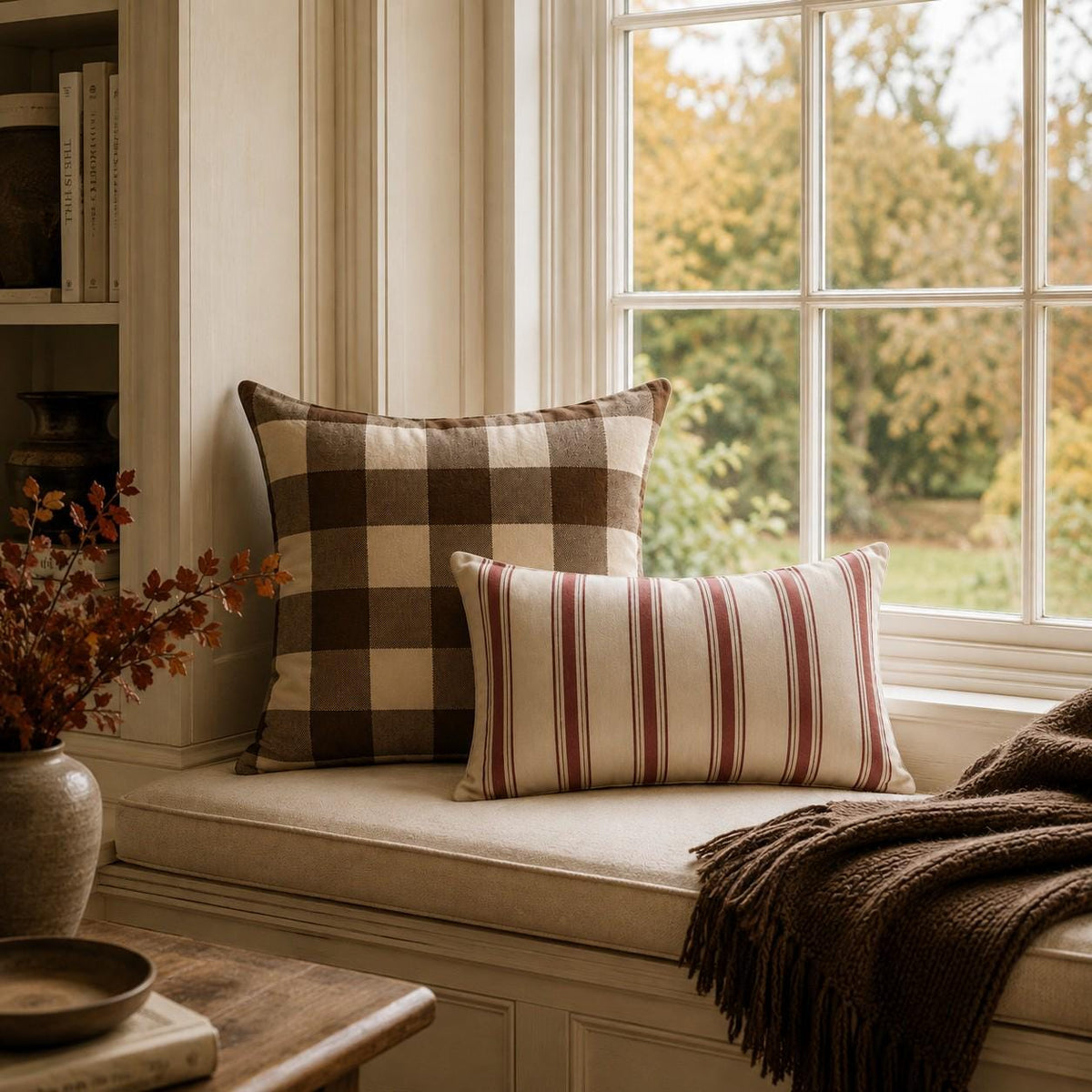 The Heritage Gingham Cushion – Espresso