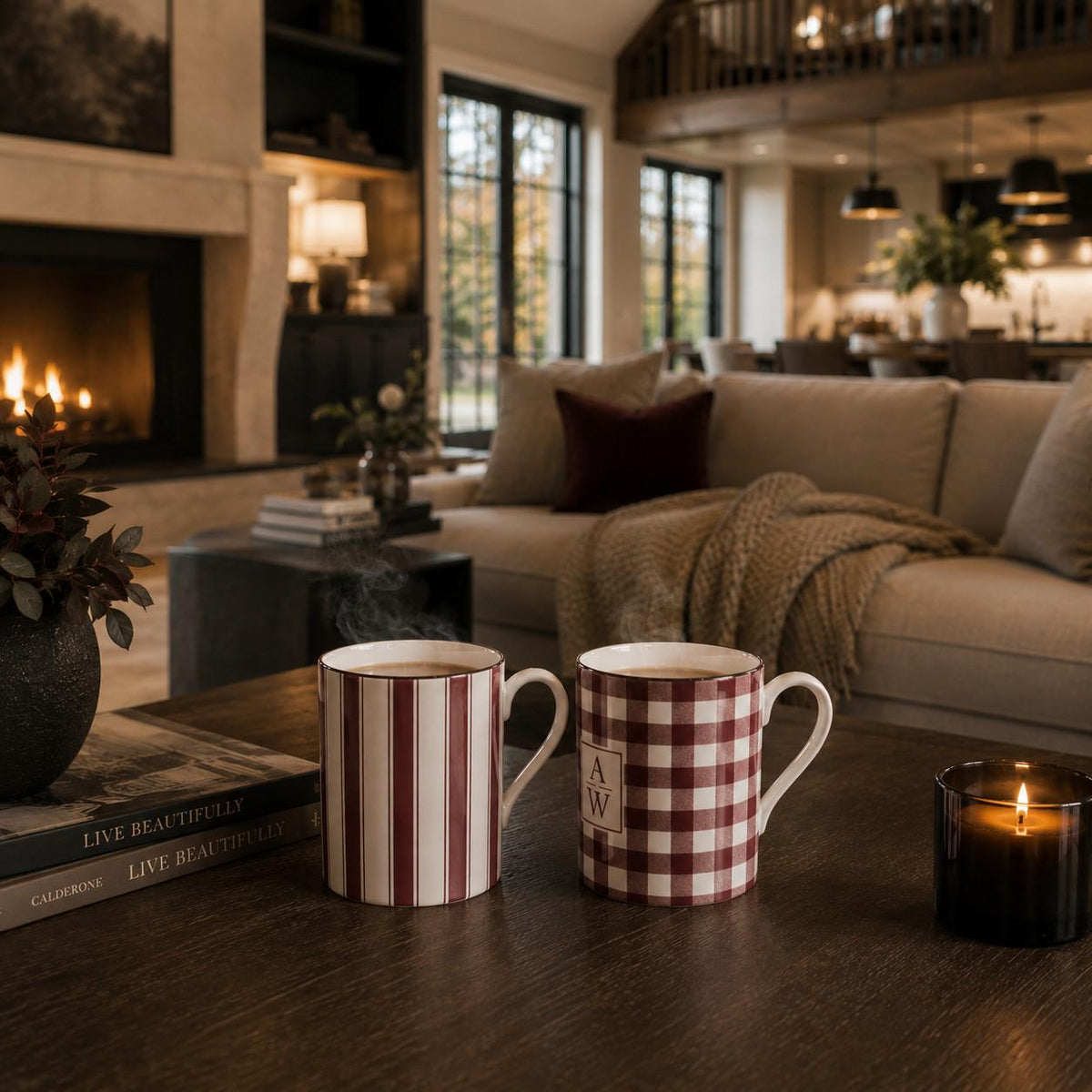 The Heritage Stripe Mug – Burgundy
