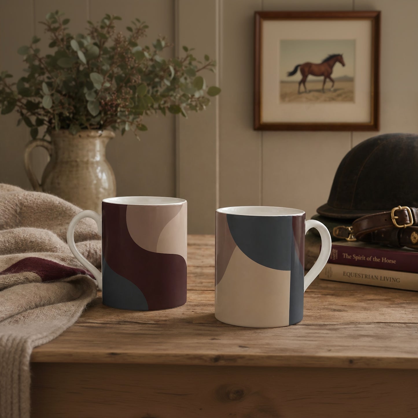 Silks Mug – Burgundy & Midnight Colour Block
