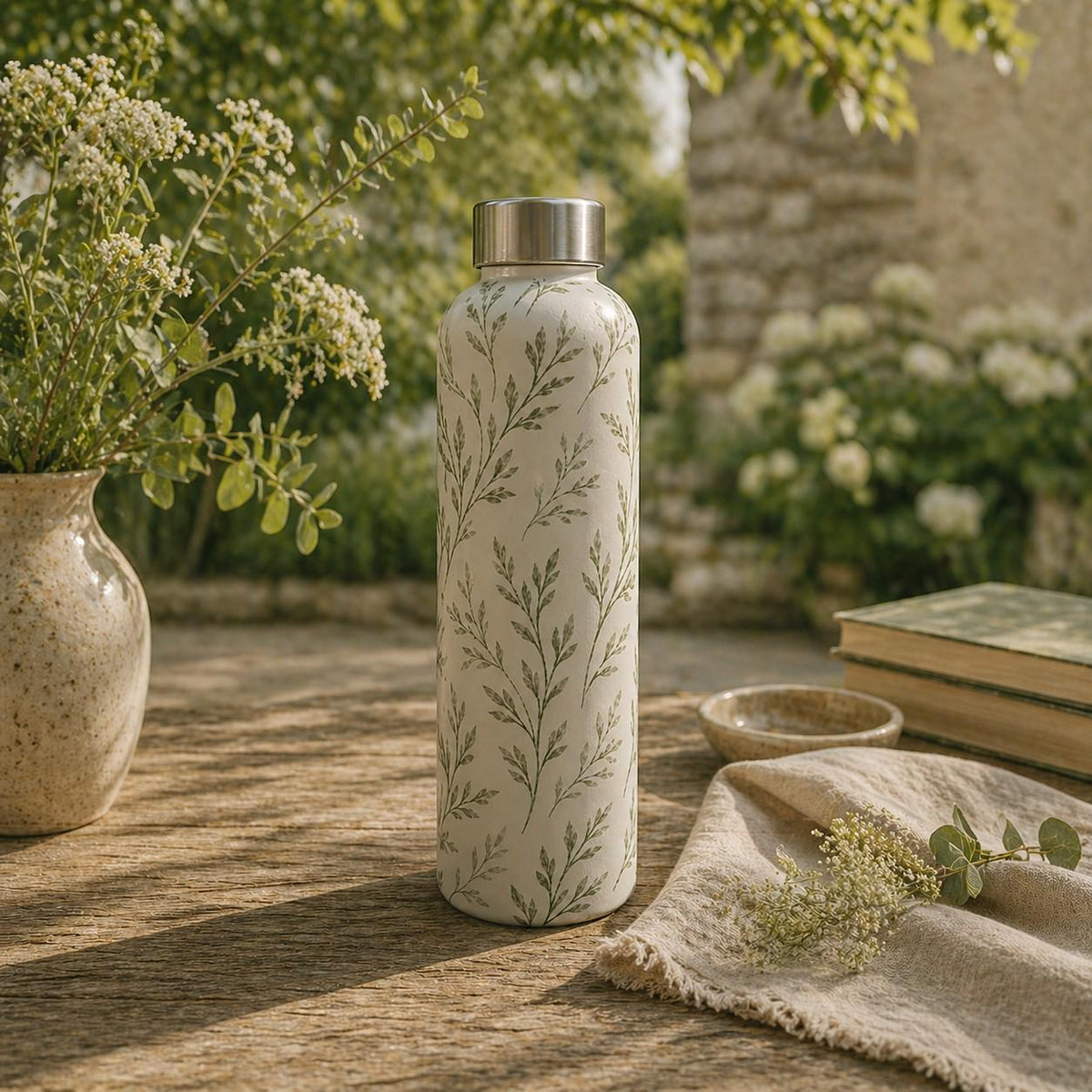The Signature Willow Glass Water Bottle Ivory
